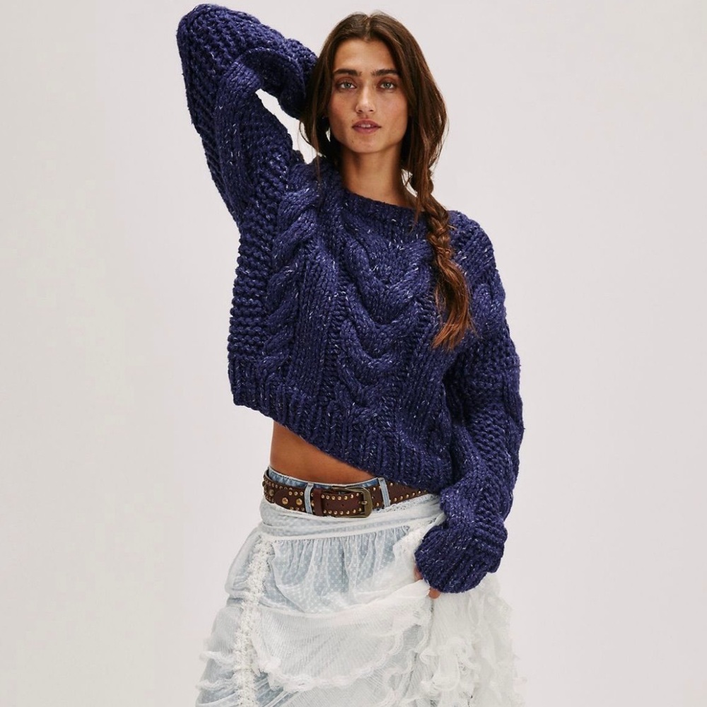 Free People Cozy Cabin Cable Knit Sweater